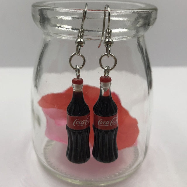 Fashion Creative Simulation of Mineral Water Bottles Earrings Cute Handmade Earrings Womens Jewelry