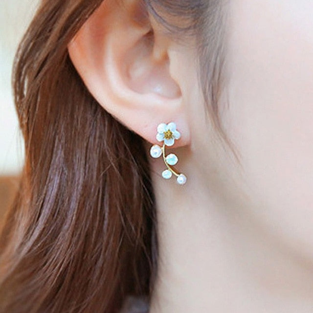 New Crystal Flower Drop Earrings for Women Fashion Jewelry Gold Silver Rhinestones Earrings Gift for Party and Best Friend