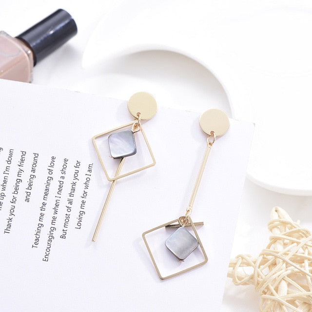 Acrylic Earrings 2019 Big Statement Earrings for Women Resin Oval Square Geometric Drop Dangle Earrings Bohemian Jewelry Gift