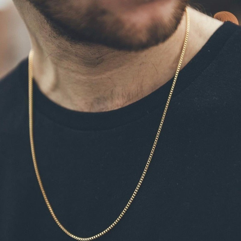 FILLED SOLID BOXCHAIN CHUNKY CUBA LINK CHOKER HEAVY FIGARO CHAIN NECKLACE IN STAINLESS STEEL MALE FEMALE JEWELRY