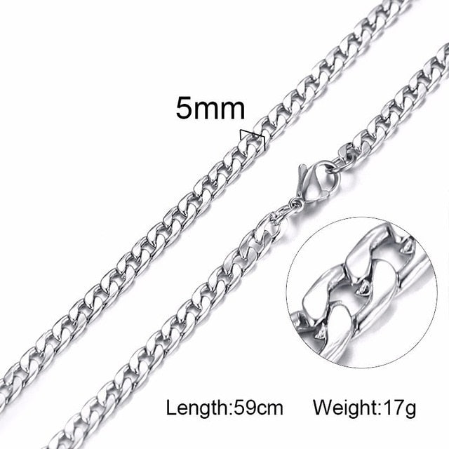 FILLED SOLID BOXCHAIN CHUNKY CUBA LINK CHOKER HEAVY FIGARO CHAIN NECKLACE IN STAINLESS STEEL MALE FEMALE JEWELRY