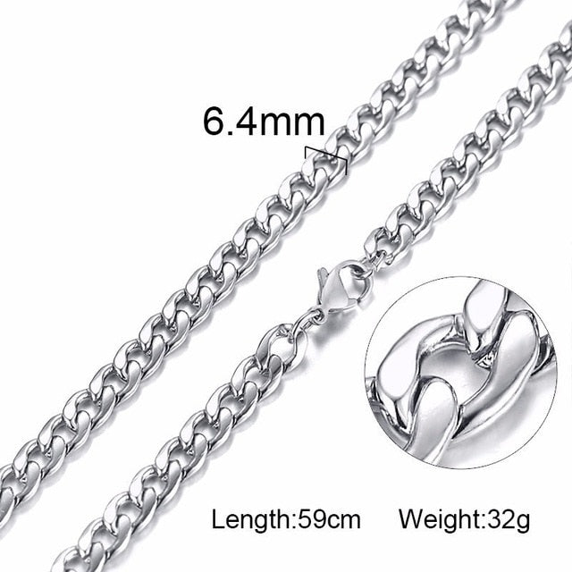 FILLED SOLID BOXCHAIN CHUNKY CUBA LINK CHOKER HEAVY FIGARO CHAIN NECKLACE IN STAINLESS STEEL MALE FEMALE JEWELRY