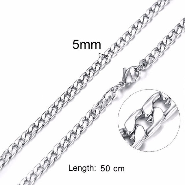 FILLED SOLID BOXCHAIN CHUNKY CUBA LINK CHOKER HEAVY FIGARO CHAIN NECKLACE IN STAINLESS STEEL MALE FEMALE JEWELRY