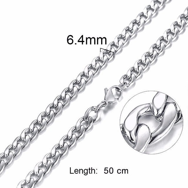 FILLED SOLID BOXCHAIN CHUNKY CUBA LINK CHOKER HEAVY FIGARO CHAIN NECKLACE IN STAINLESS STEEL MALE FEMALE JEWELRY