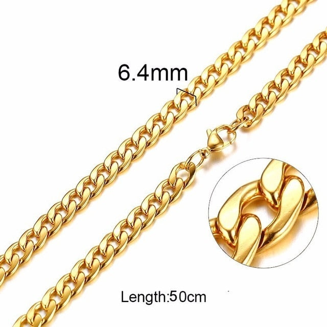 FILLED SOLID BOXCHAIN CHUNKY CUBA LINK CHOKER HEAVY FIGARO CHAIN NECKLACE IN STAINLESS STEEL MALE FEMALE JEWELRY