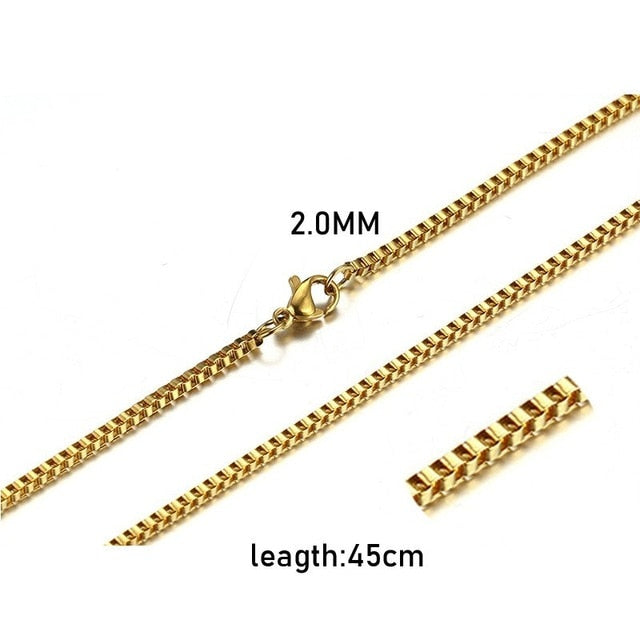 FILLED SOLID BOXCHAIN CHUNKY CUBA LINK CHOKER HEAVY FIGARO CHAIN NECKLACE IN STAINLESS STEEL MALE FEMALE JEWELRY