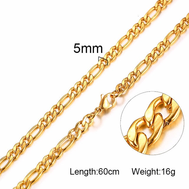 FILLED SOLID BOXCHAIN CHUNKY CUBA LINK CHOKER HEAVY FIGARO CHAIN NECKLACE IN STAINLESS STEEL MALE FEMALE JEWELRY