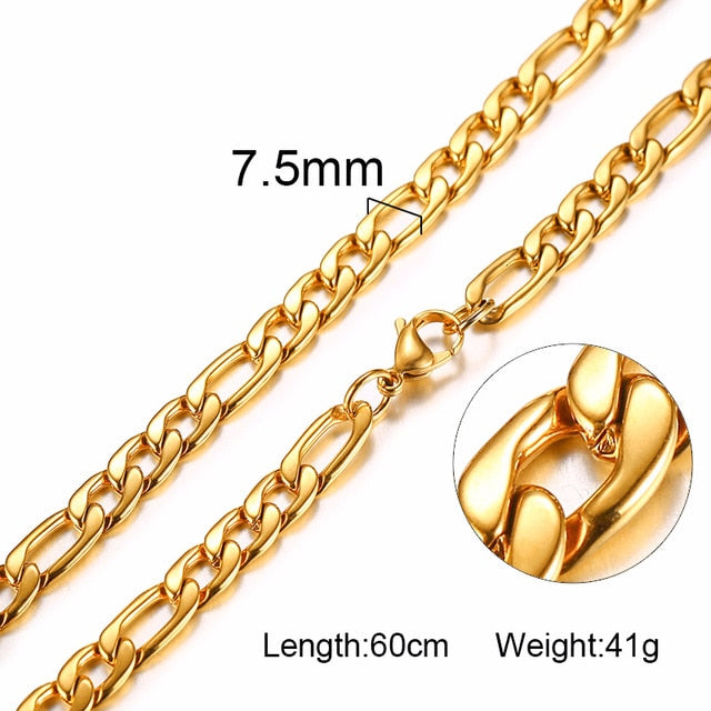 FILLED SOLID BOXCHAIN CHUNKY CUBA LINK CHOKER HEAVY FIGARO CHAIN NECKLACE IN STAINLESS STEEL MALE FEMALE JEWELRY