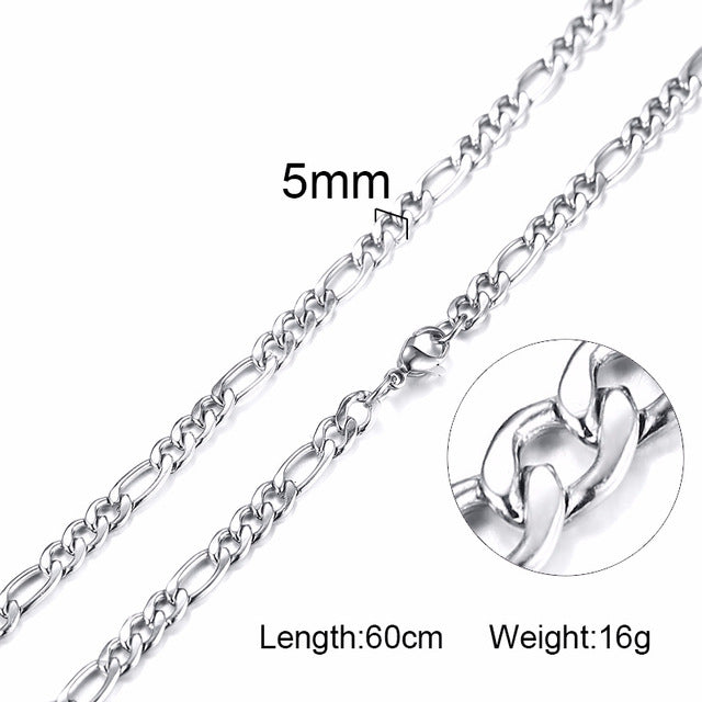 FILLED SOLID BOXCHAIN CHUNKY CUBA LINK CHOKER HEAVY FIGARO CHAIN NECKLACE IN STAINLESS STEEL MALE FEMALE JEWELRY