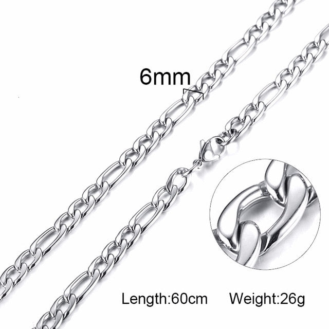 FILLED SOLID BOXCHAIN CHUNKY CUBA LINK CHOKER HEAVY FIGARO CHAIN NECKLACE IN STAINLESS STEEL MALE FEMALE JEWELRY