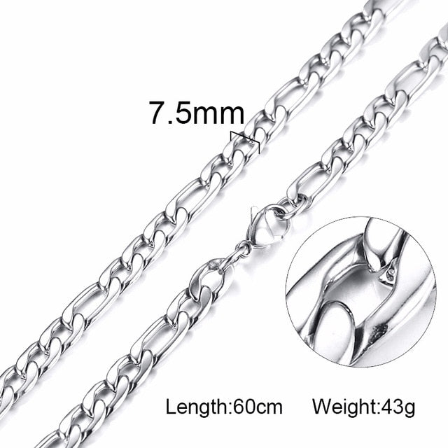 FILLED SOLID BOXCHAIN CHUNKY CUBA LINK CHOKER HEAVY FIGARO CHAIN NECKLACE IN STAINLESS STEEL MALE FEMALE JEWELRY