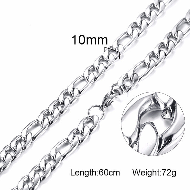 FILLED SOLID BOXCHAIN CHUNKY CUBA LINK CHOKER HEAVY FIGARO CHAIN NECKLACE IN STAINLESS STEEL MALE FEMALE JEWELRY