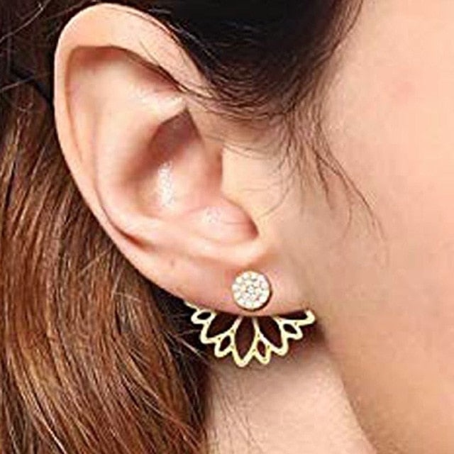 Pink Stone Crystal Flower Drop Earrings for Women Fashion Gold Rhinestones Earrings Modern Jewelry Gift