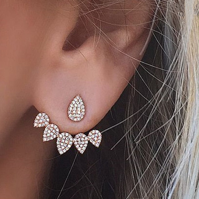 Pink Stone Crystal Flower Drop Earrings for Women Fashion Gold Rhinestones Earrings Modern Jewelry Gift