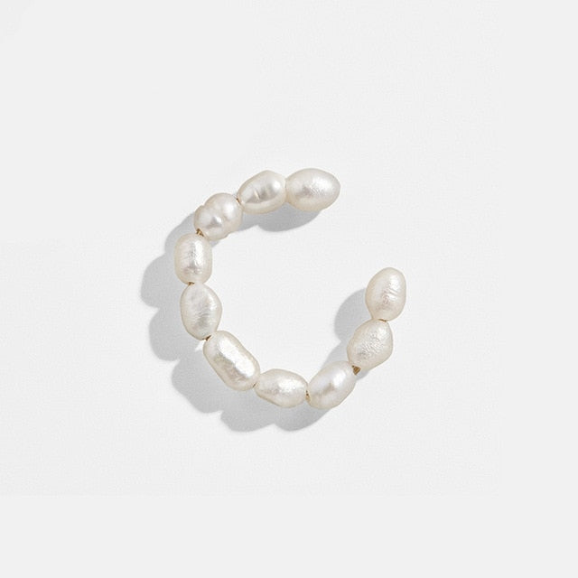 2019 New Fashion Pearl Ear Cuff Bohemia Stackable C Shaped CZ Rhinestone Small Earcuffs Clip Earrings for Women Wedding Jewelry