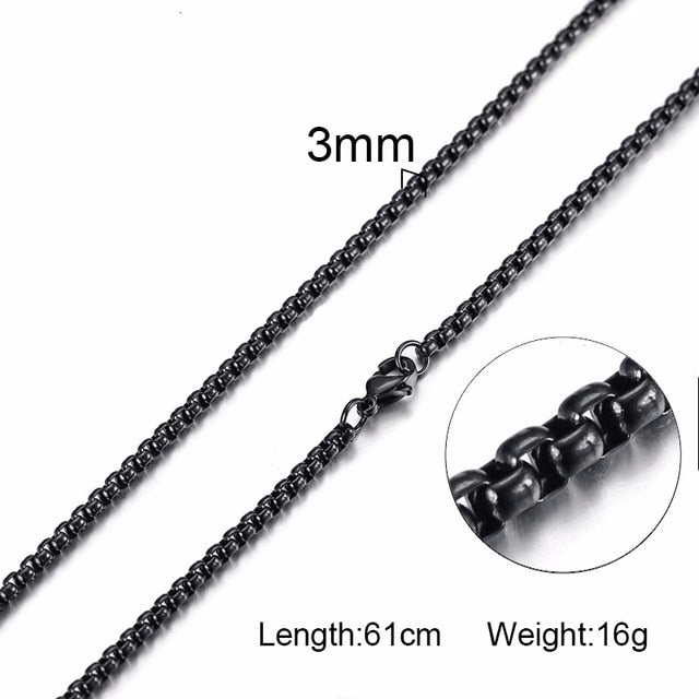 3mm Men's Stainless Steel Thick Golden Link Chain Necklace for Men Gift Boyfriend Dad Husband with 24Inch