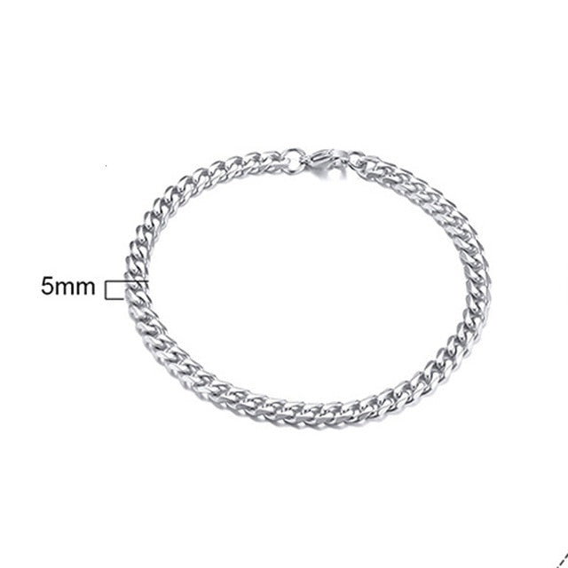 Men's Bracelet Curb Cuban Link Chain Stainless Steel Mens Womens Bracelets Bangle Gold Tone No Fade 3mm to 11mm