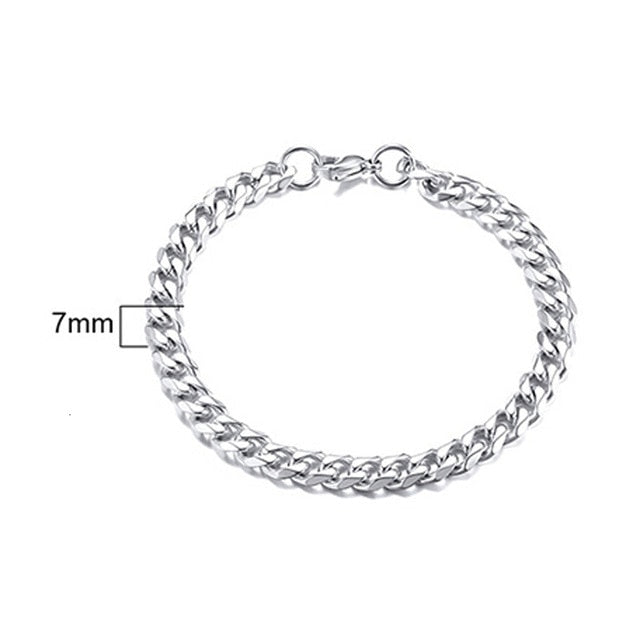 Men's Bracelet Curb Cuban Link Chain Stainless Steel Mens Womens Bracelets Bangle Gold Tone No Fade 3mm to 11mm