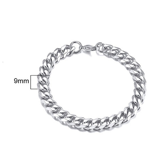 Men's Bracelet Curb Cuban Link Chain Stainless Steel Mens Womens Bracelets Bangle Gold Tone No Fade 3mm to 11mm