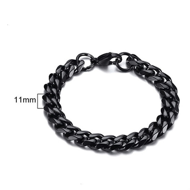 Men's Bracelet Curb Cuban Link Chain Stainless Steel Mens Womens Bracelets Bangle Gold Tone No Fade 3mm to 11mm