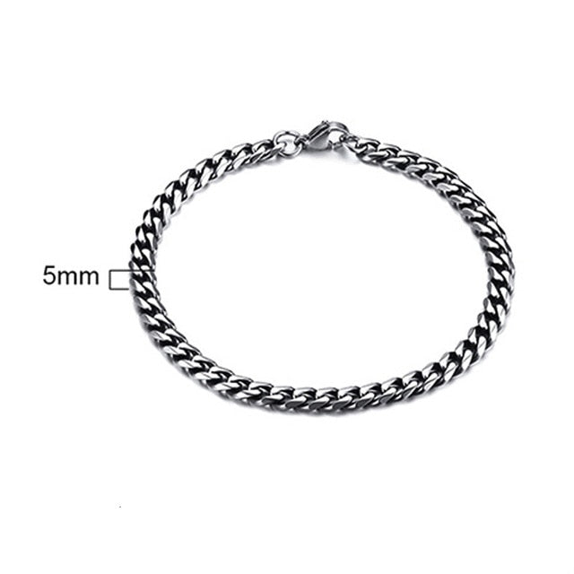 Men's Bracelet Curb Cuban Link Chain Stainless Steel Mens Womens Bracelets Bangle Gold Tone No Fade 3mm to 11mm