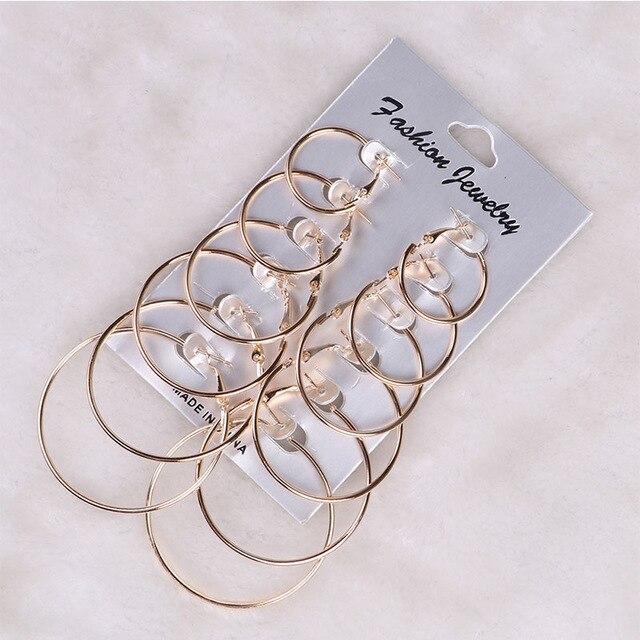 12 Pairs Hoop Earrings Set Big Circle Earring Fashion Jewelry for Women Girls Steampunk Ear Clip korean Earrings 2019