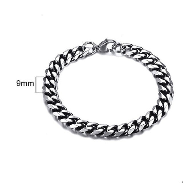 Men's Bracelet Curb Cuban Link Chain Stainless Steel Mens Womens Bracelets Bangle Gold Tone No Fade 3mm to 11mm