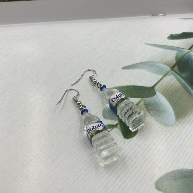 Fashion Creative Simulation of Mineral Water Bottles Earrings Cute Handmade Earrings Womens Jewelry