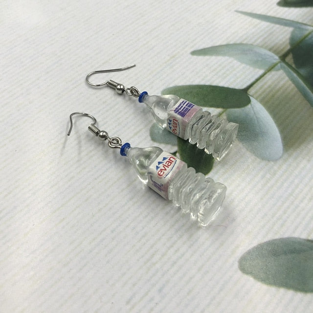 Fashion Creative Simulation of Mineral Water Bottles Earrings Cute Handmade Earrings Womens Jewelry