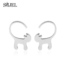 SMJEL Trendy Dog Paw Earrings for Women Small Fashion Earings Jewelry Metal Cat Heart Stud Earring Ear Piercing Girl oorbellen