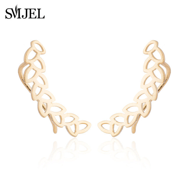 SMJEL Trendy Star Earrings Ear Climber Tiny Star Moon Stud Earrings For Women Everyday Jewelry Boho  Elephant Animal Ear Cuff