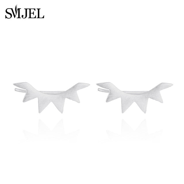 SMJEL Trendy Star Earrings Ear Climber Tiny Star Moon Stud Earrings For Women Everyday Jewelry Boho  Elephant Animal Ear Cuff