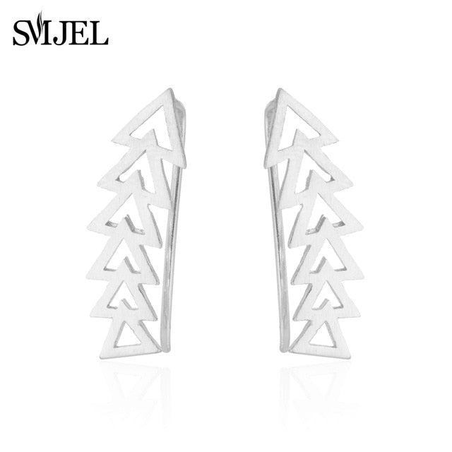 SMJEL Trendy Star Earrings Ear Climber Tiny Star Moon Stud Earrings For Women Everyday Jewelry Boho  Elephant Animal Ear Cuff