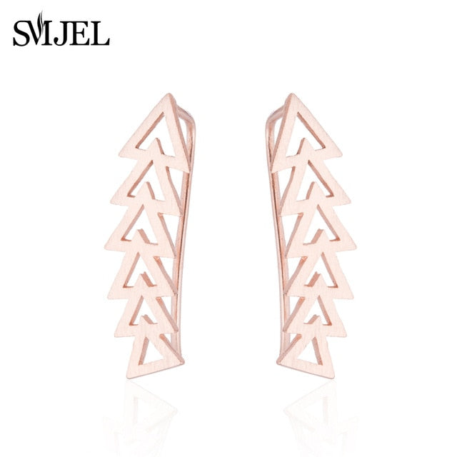 SMJEL Trendy Star Earrings Ear Climber Tiny Star Moon Stud Earrings For Women Everyday Jewelry Boho  Elephant Animal Ear Cuff