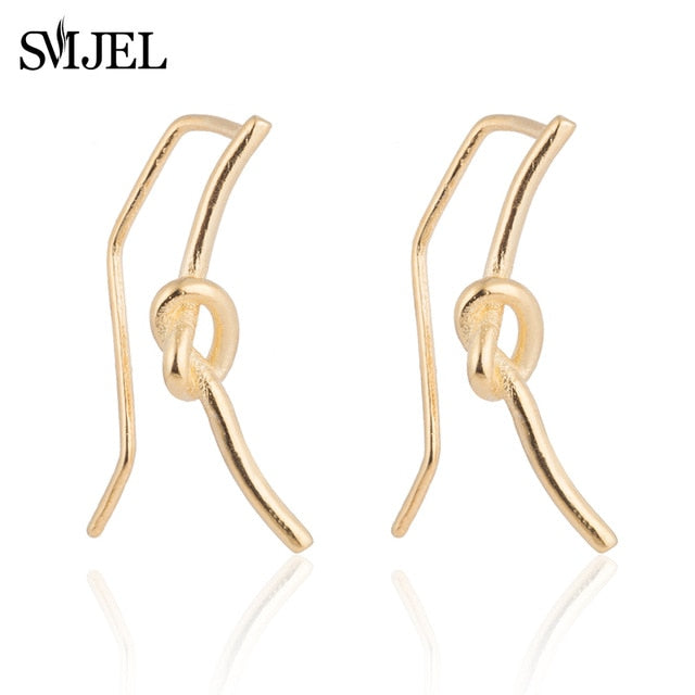 SMJEL Trendy Star Earrings Ear Climber Tiny Star Moon Stud Earrings For Women Everyday Jewelry Boho  Elephant Animal Ear Cuff