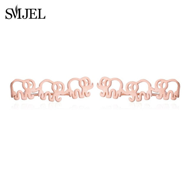 SMJEL Trendy Star Earrings Ear Climber Tiny Star Moon Stud Earrings For Women Everyday Jewelry Boho  Elephant Animal Ear Cuff