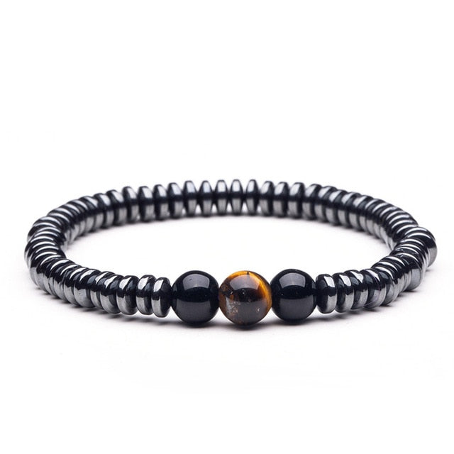 Natural stone Beads lava stone Tiger eye Golden & silver Hematite wrap Men's bracelets bangles Charms Fashion Couple bracelets