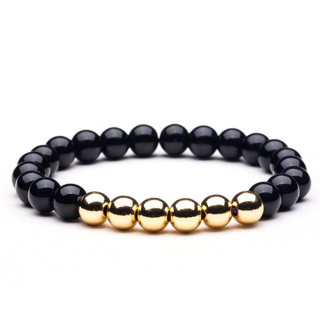 Natural stone Beads lava stone Tiger eye Golden & silver Hematite wrap Men's bracelets bangles Charms Fashion Couple bracelets