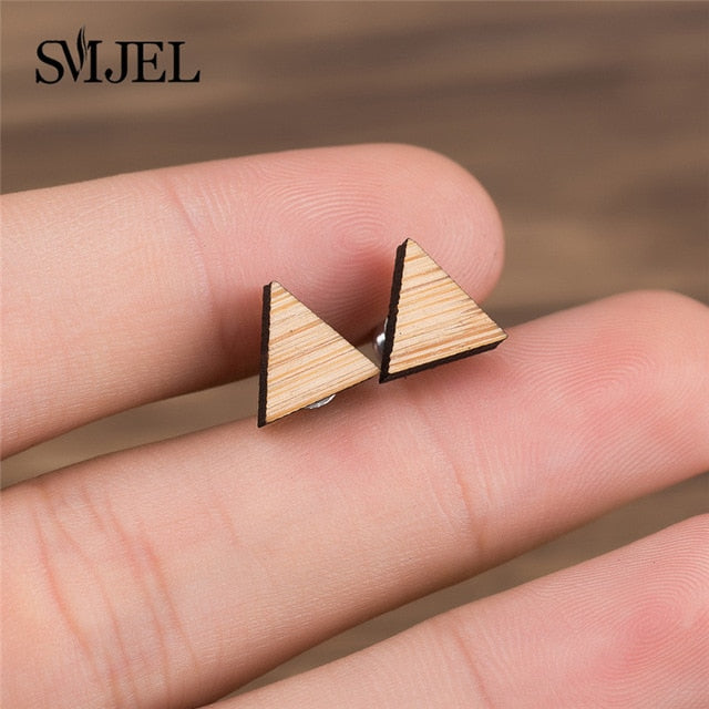 SMJEL Wood Earings Jewelry Cute Animal Fox Stud Earring for Women Girls Kids Mickey Ear Earrings Piercing Pendients Party Gifts