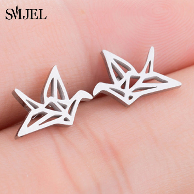 SMJEL Fashion Cute Animal Stud Earrings for Women Kids Stainless Steel Jewelry Cat Moon Star Earings Jewelry Accessories Gifts